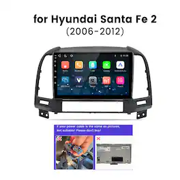 Junsun - Linux System carplay Android auto Mirror Link For Hyundai Santa Fe 2 2006-2012 Car Stereo Radio GPS Navi WIFI BT RDS FM - Black