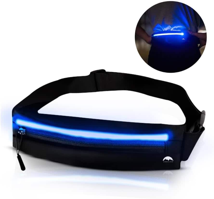 Wrenn & Rae - LED Belt Bag for Running & Activity Waist Bag - Black
