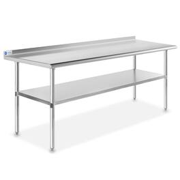 GRIDMANN - 72 x 30-in NSF Stainless Steel Prep Table with Backsplash - Silver