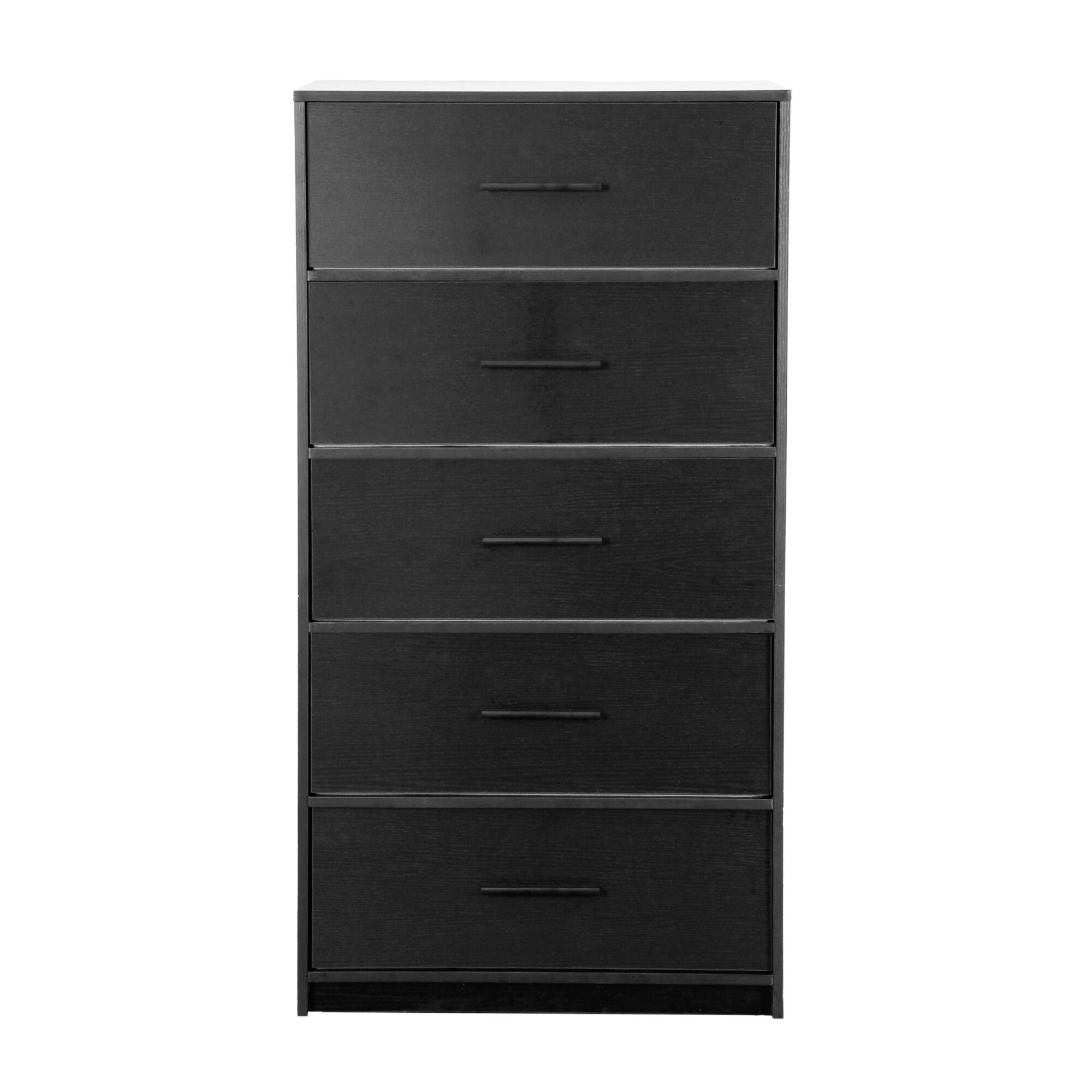 Alt View 1. GOODSILO - Modern 5-Drawer Fabric Dresser with Wooden Top for Bedroom, Living Room, or Office Storage - Black.
