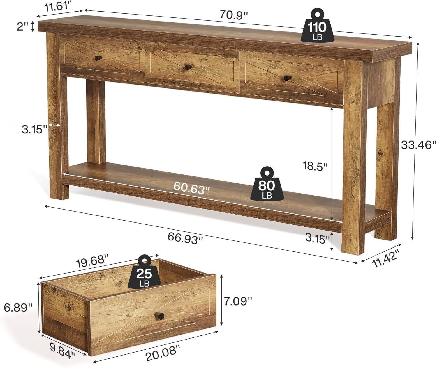 Tribesigns Console Table with Engineered Wood Construction and Space ...