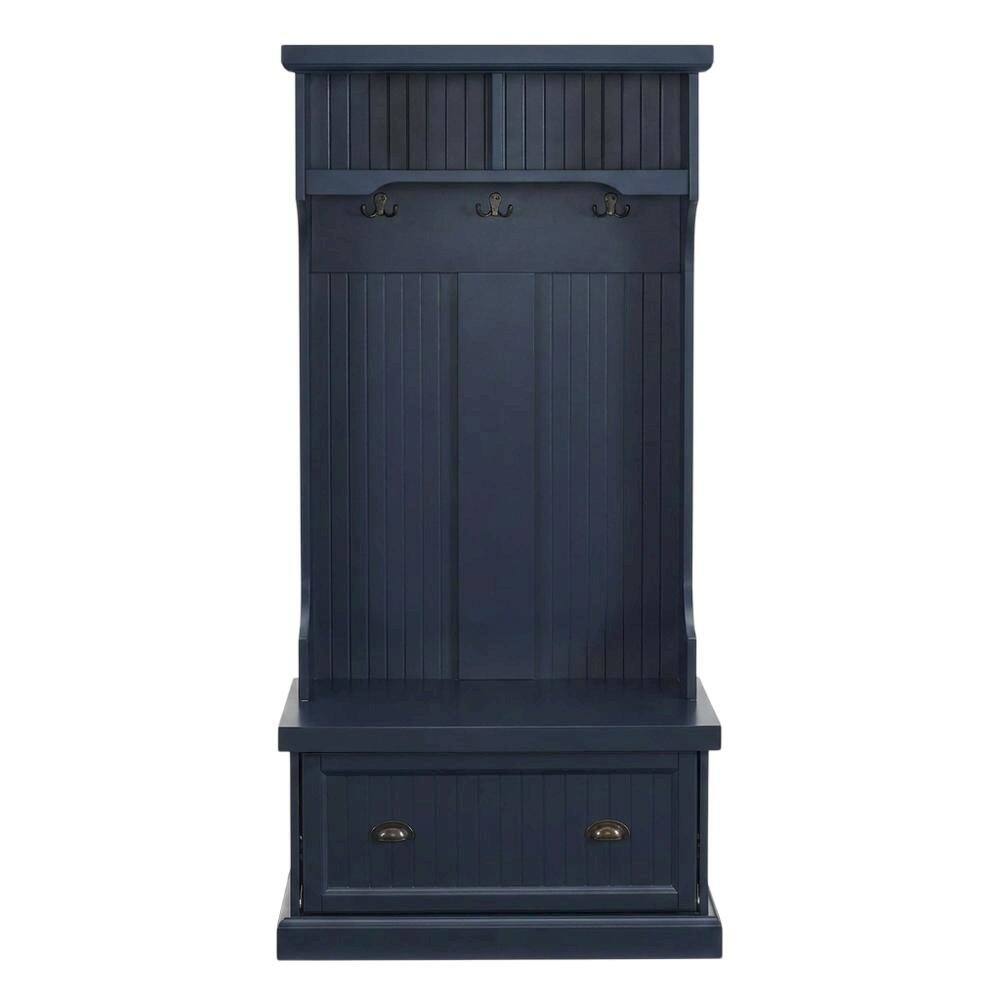 Back. FurniFact - Hall Tree with Practical Storage and Charming Design - Navy.
