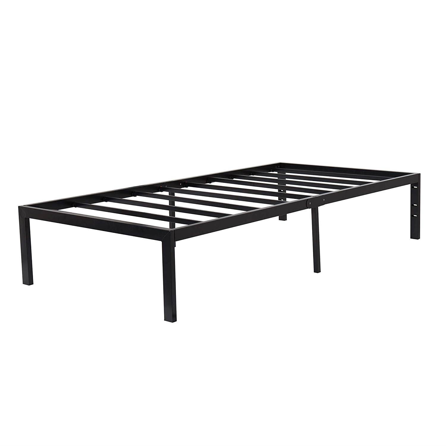 Angle. Hivvago - Twin size Modern Heavy Duty Black Metal Platform Bed Frame - Black.