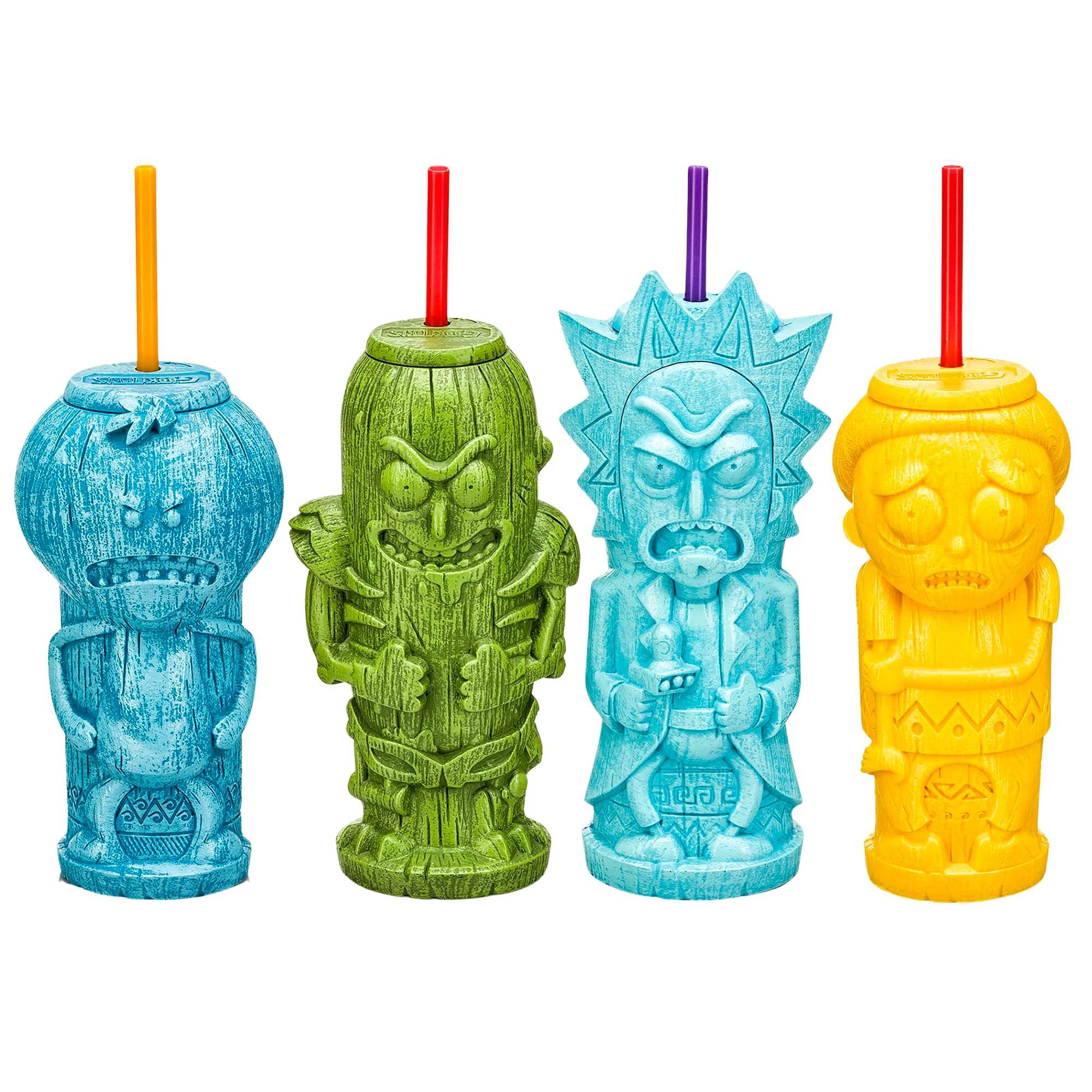 Front. Beeline Creative - Geeki Tikis Rick and Morty Plastic Tumbler Set of 12 - Multicolored.