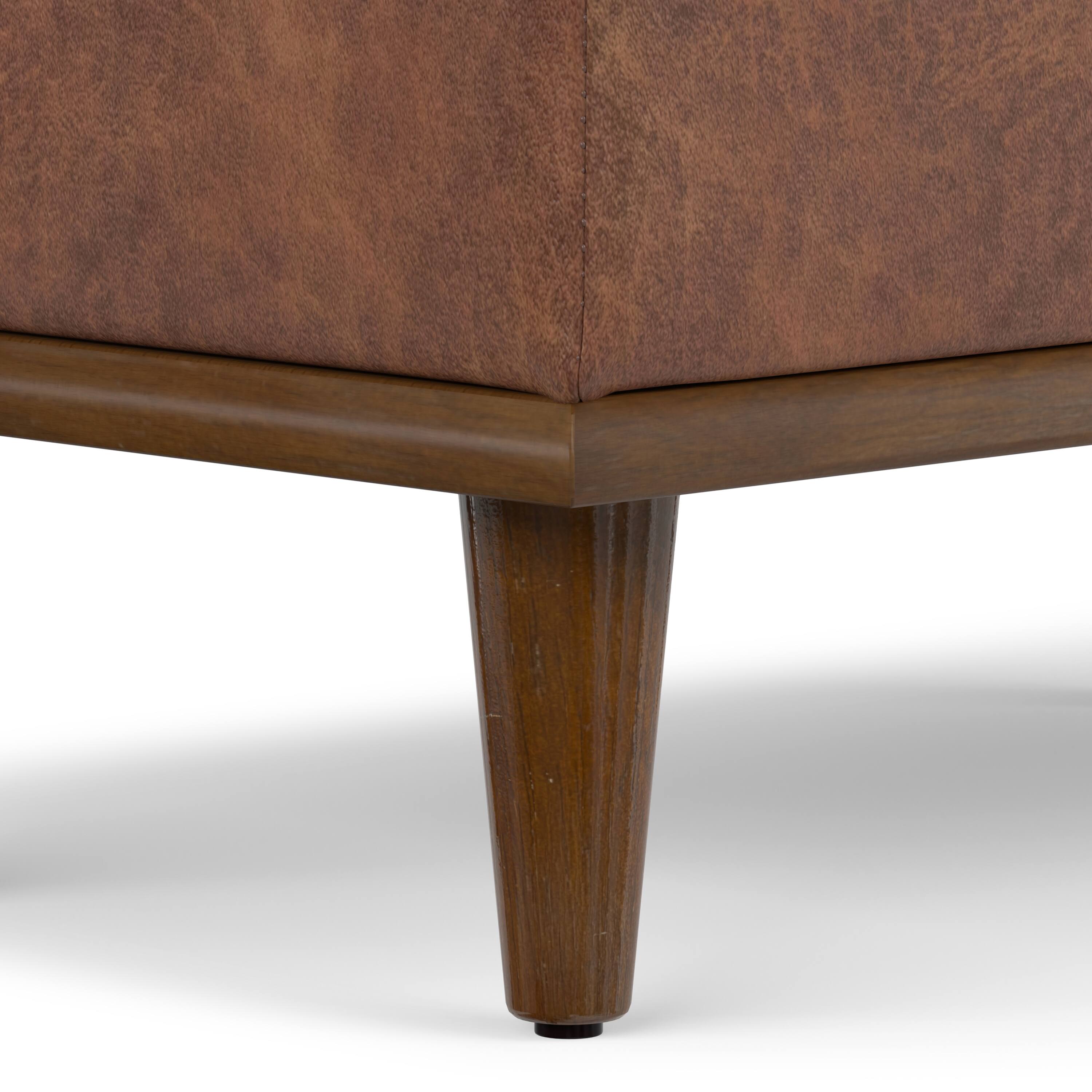 Alt View 6. Simpli Home - Shiloh 26 inch Transitional Contemporary Small Storage Ottoman in Distressed Saddle Brown Vegan Faux Leather, Assembled - Distressed Saddle Brown.