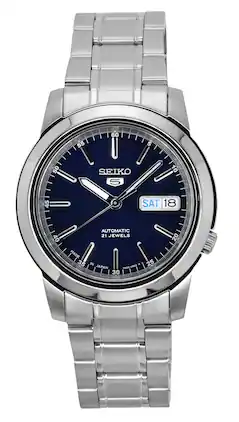 Seiko - 5 Automatic SNKE51J1 Mens Watch 21 Jewels Japan Made Stainless Steel Blue Dial Day/Date Display 30M - Silver/Blue
