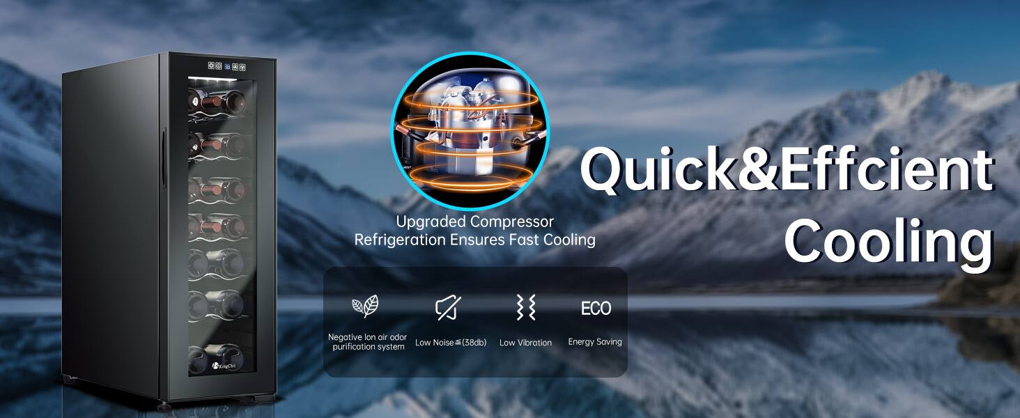 Quick & Efficient Upgraded Compressor Refrigeration Ensures Fast Cooling  
ECO  
Negative Ion Air Odor Purification System  
Low Noise (<38dB)  
Low Vibration  
Energy Saving