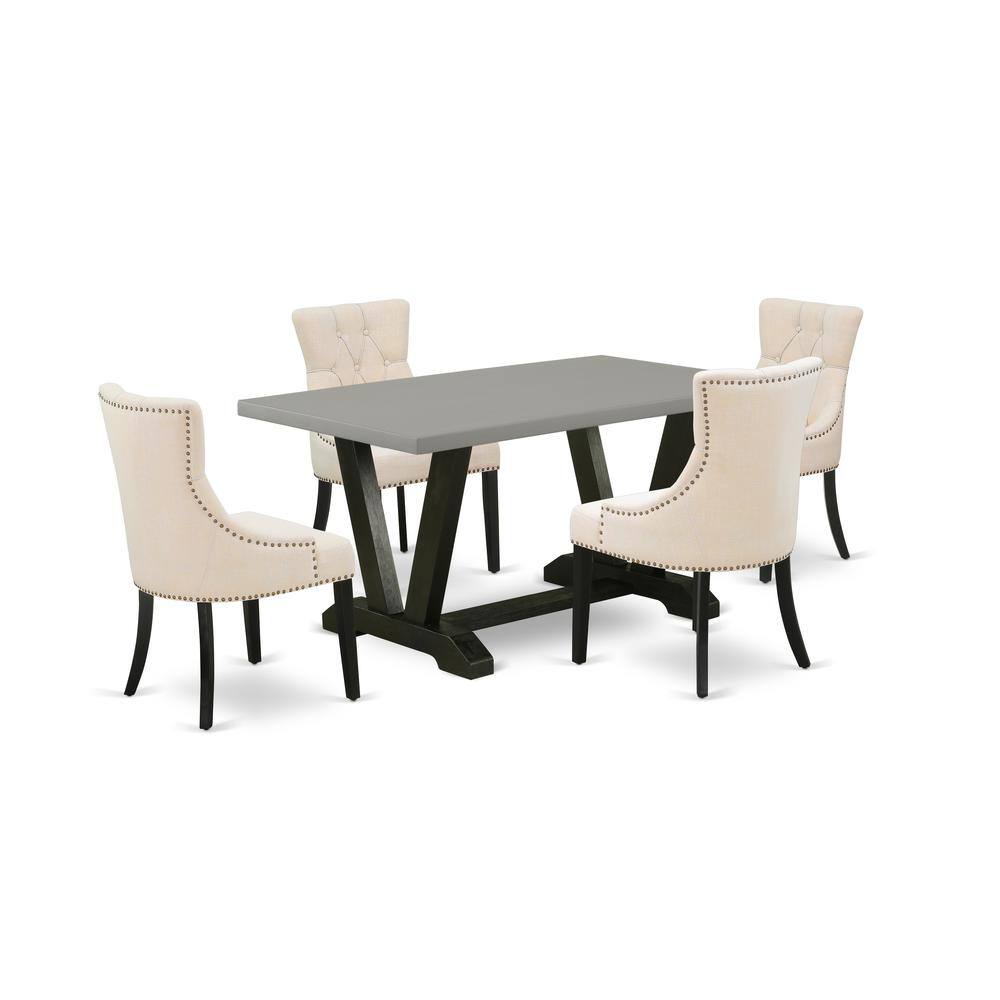 Left. East West Furniture - East West Furniture V696FR102-5 5-Pc Dinette Set - 4 Upholstered Dining Chairs and 1 Modern Rectangular Cement - Multi-Color.