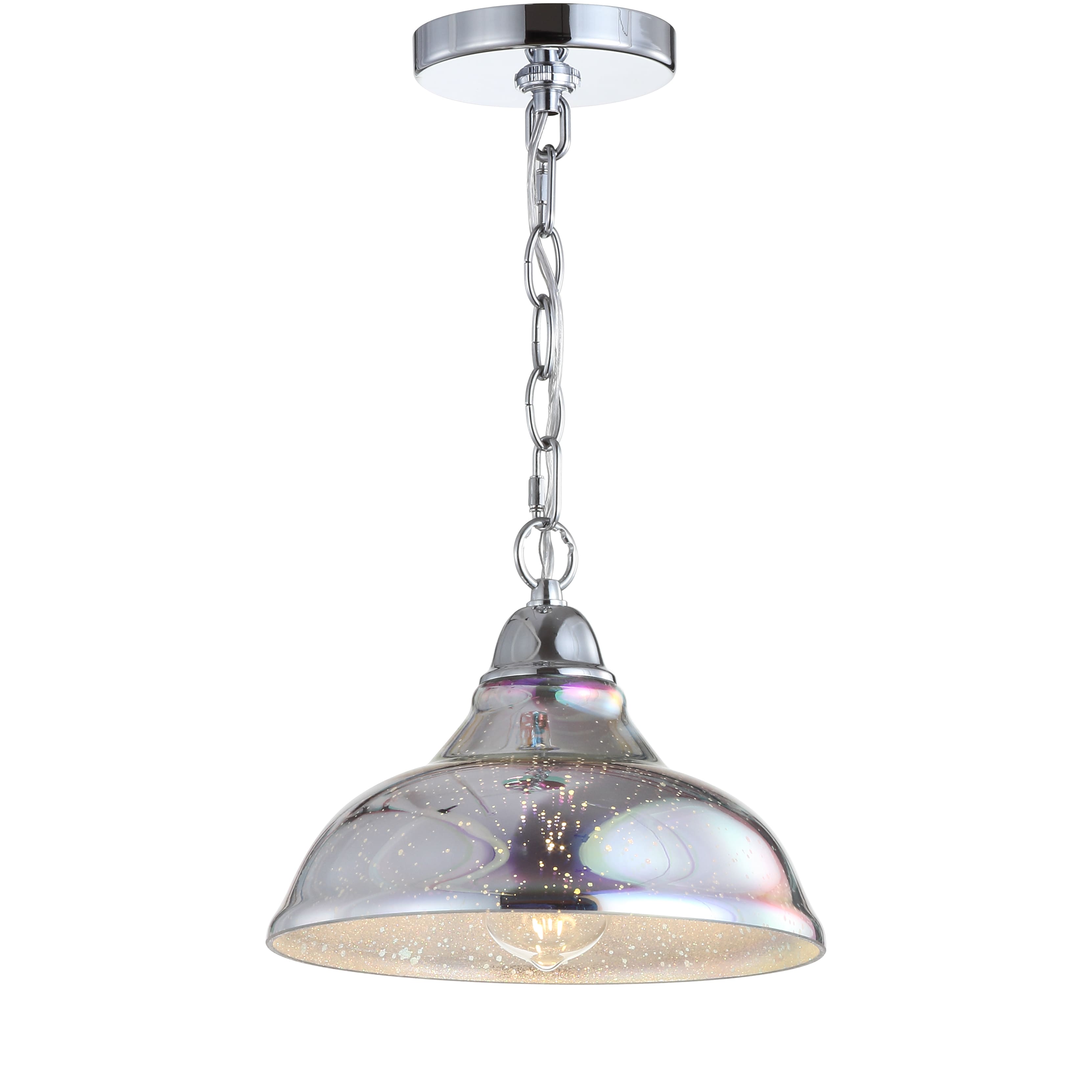 "Jonathan Y - Nira 9.75"" Adjustable 3D Color Burst Glass/Metal Pendant - Chrome/Multi" price history on PriceWatchPro