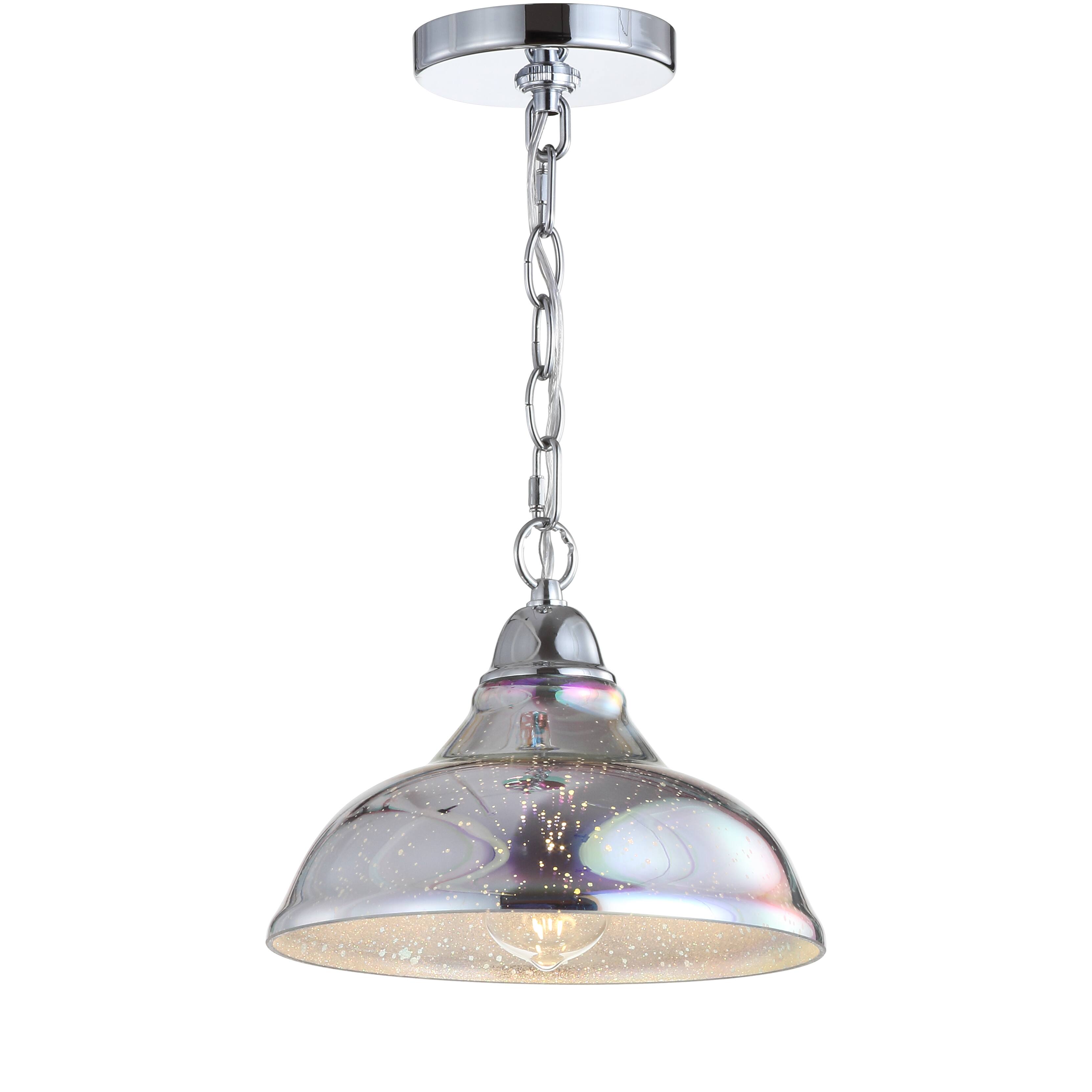 Front. Jonathan Y - Nira 9.75" Adjustable 3D Color Burst Glass/Metal Pendant, Chrome/Multi - Chrome/Multi.