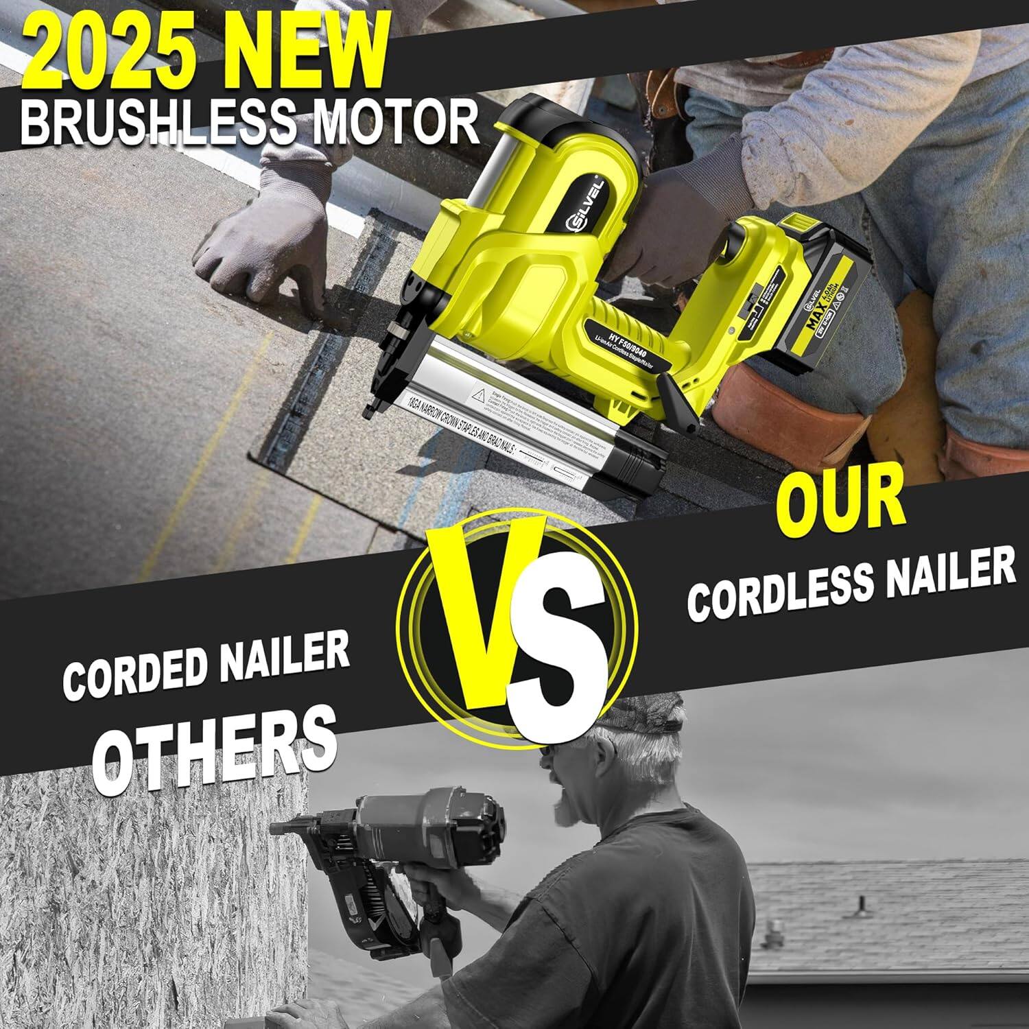2025 NEW BRUSHLESS MOTOR CILVEL i - MY FESBA -  I 1 I   d (2601 I E_crie APAK  OUR CORDLESS NAILER CORDED NAILER OTHERS