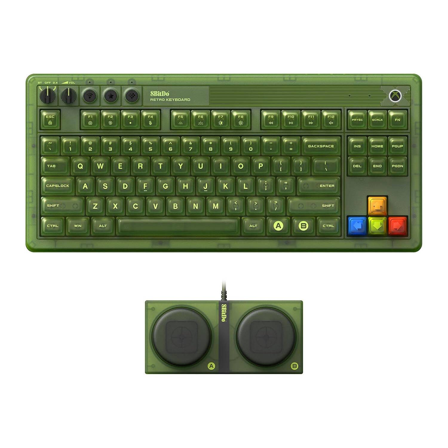 8BitDo - Retro 87 Mechanical RGB Backlit Wireless Gaming Keyboard for Windows and Android - Xbox Edition - Officially - Green
