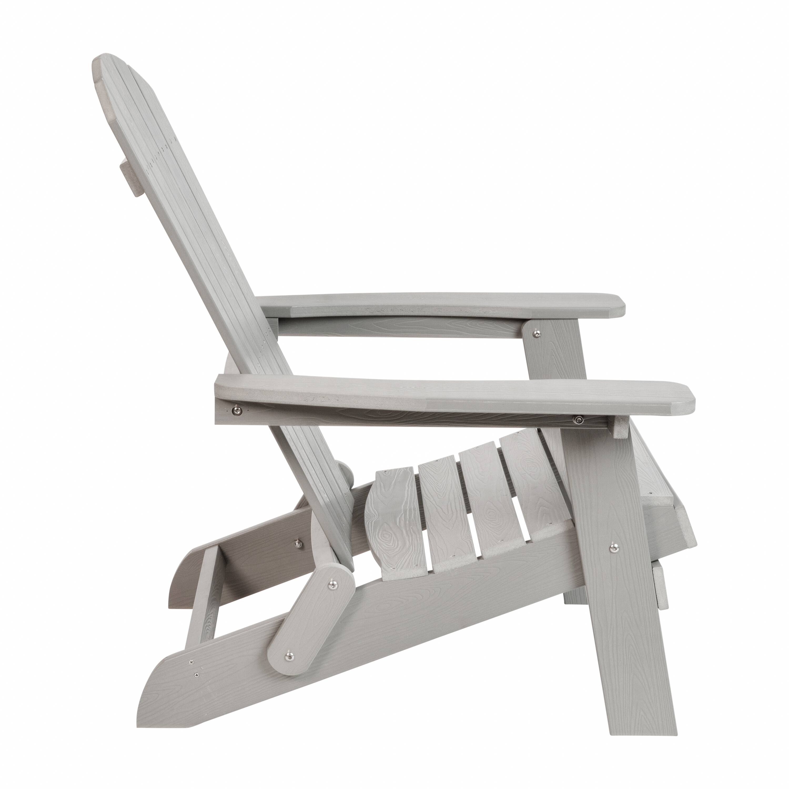 Alt View 7. Emma + Oliver - All-Weather Poly Resin Folding Adirondack Chair - Patio Chair - Gray.