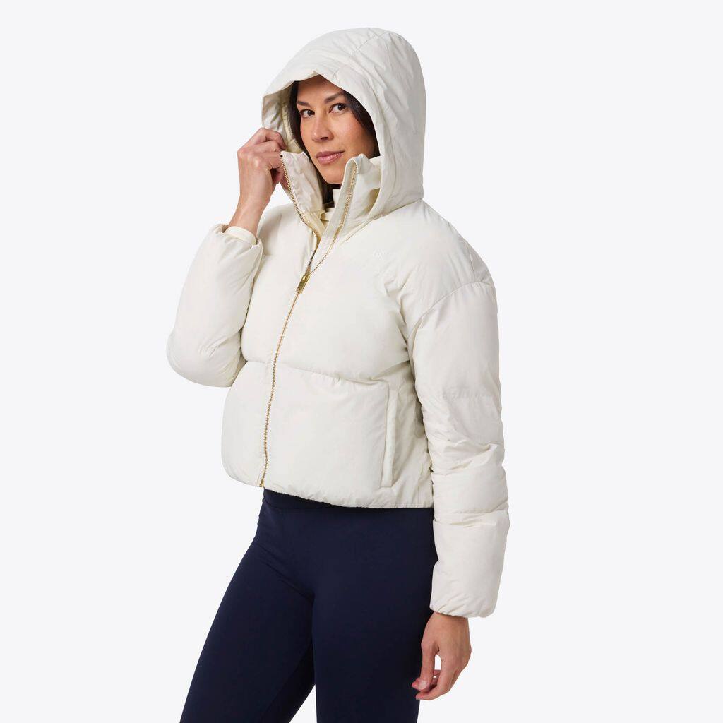 Alt View 3. Mobile Warming - App Controlled Women's Cloud IX Crop Puffer Heated Jacket - Cream.