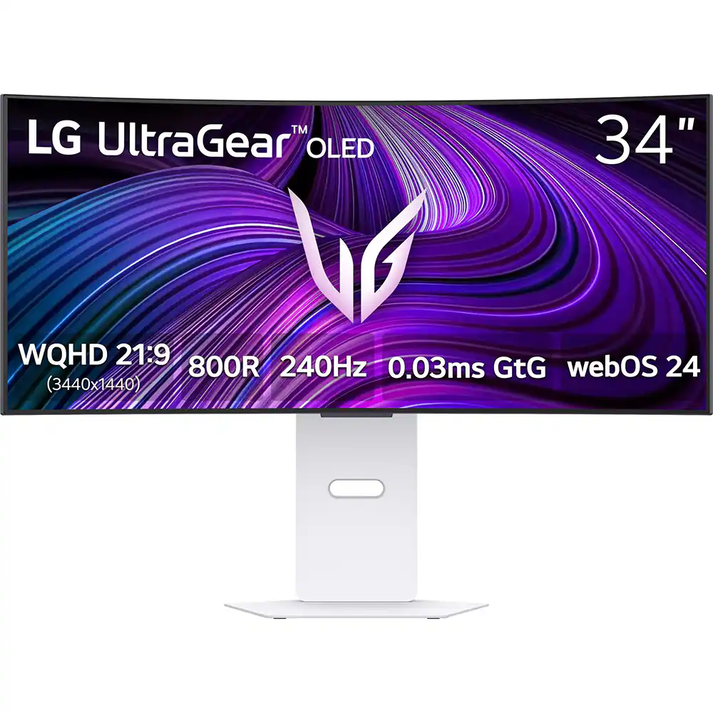 LG - 34" UltraGear OLED WQHD Curved Gaming Monitor 34GX90SA-W - White