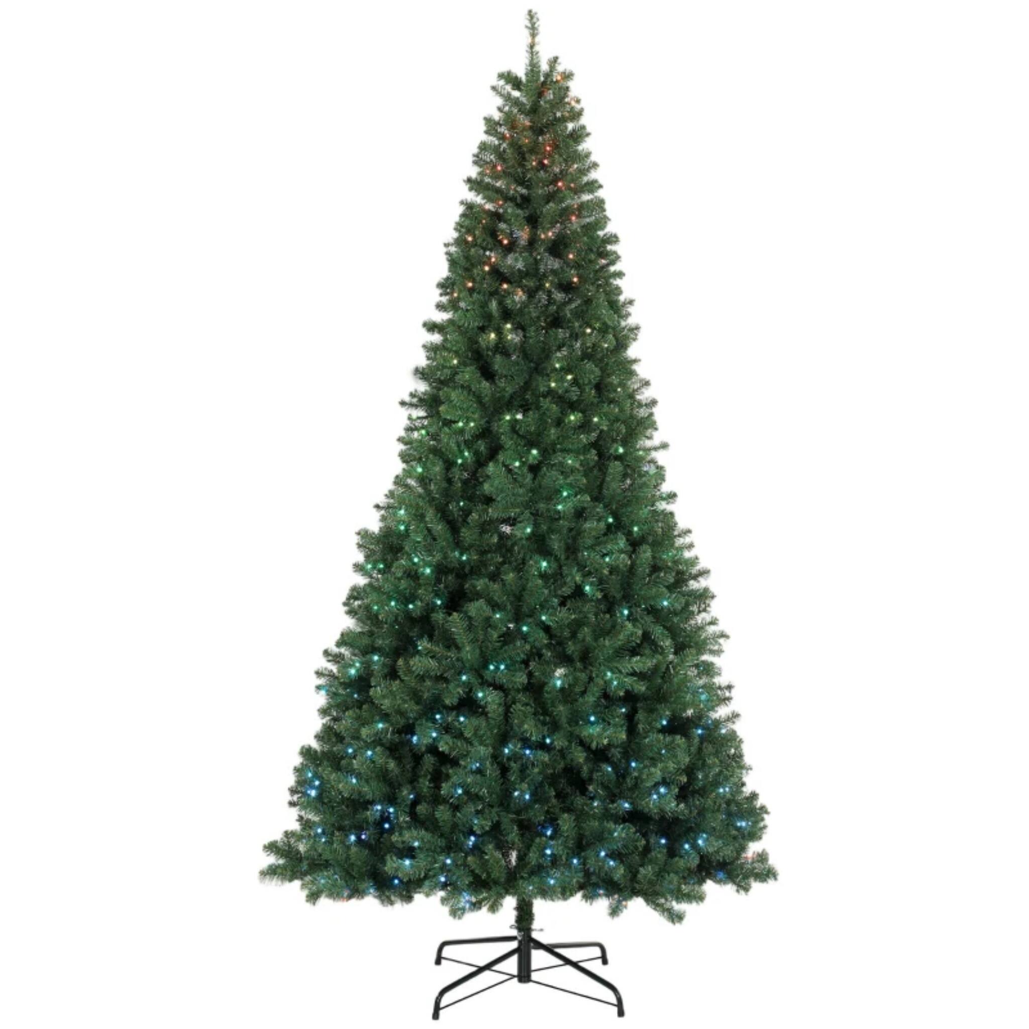 Forest'nSky - 9 ft. Pre-Lit Artificial Christmas Tree with RGB Dynamic LED Lights, Remote Control and Built-in Timer - Green