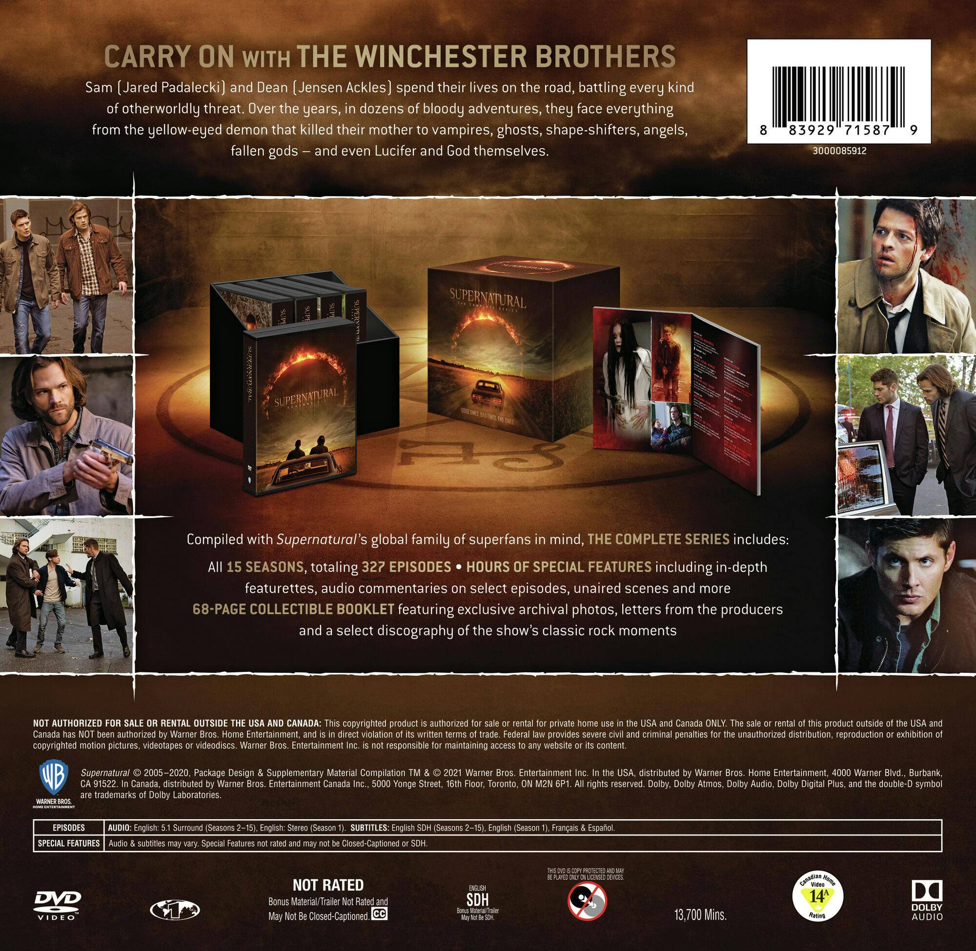 Back. Supernatural: The Complete Series (DVD Gift Set) [DVD].