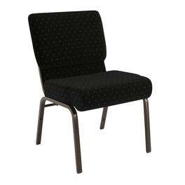Flash Furniture - HERCULES Series 21''W Stacking Church Chair Dot Patterned Fabric - Gold Vein Frame - Black