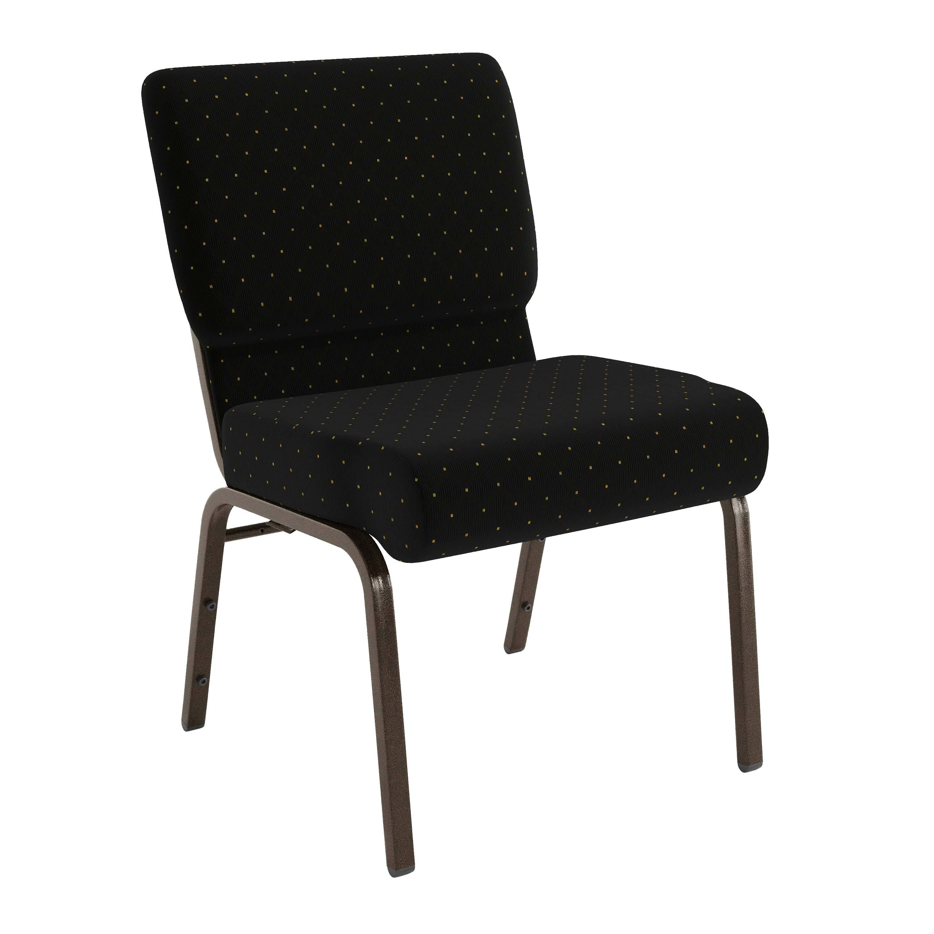 Flash Furniture - HERCULES Series 21''W Stacking Church Chair Dot Patterned Fabric - Gold Vein Frame - Black