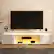Left. Skyzoo - Skyzoo Modern TV Stand for 50-85" TVs, Entertainment Center with LED Lights, Power Outlet & Storage - White.