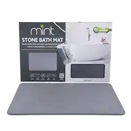 J&V TEXTILES - 24'' x 15'' Diatomaceous Quick-Drying Stone Bath Mat - Gray