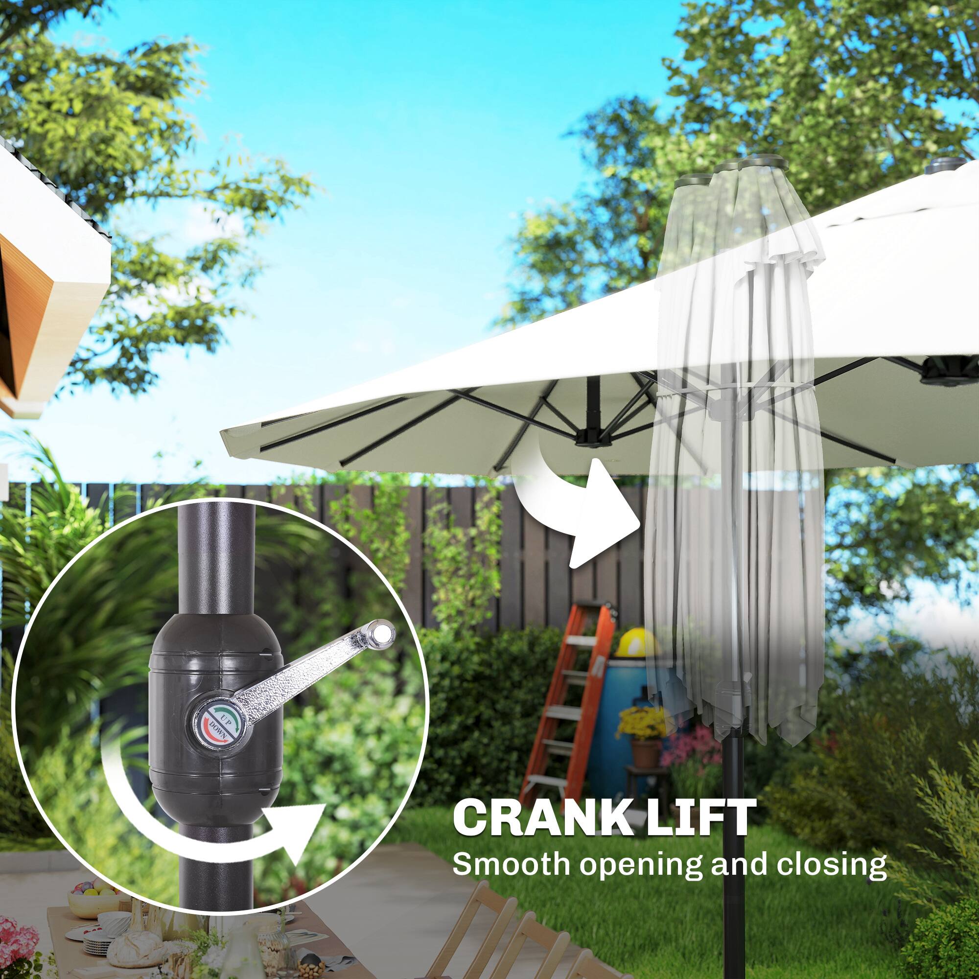 CRANK LIFT  
Smooth opening and closing