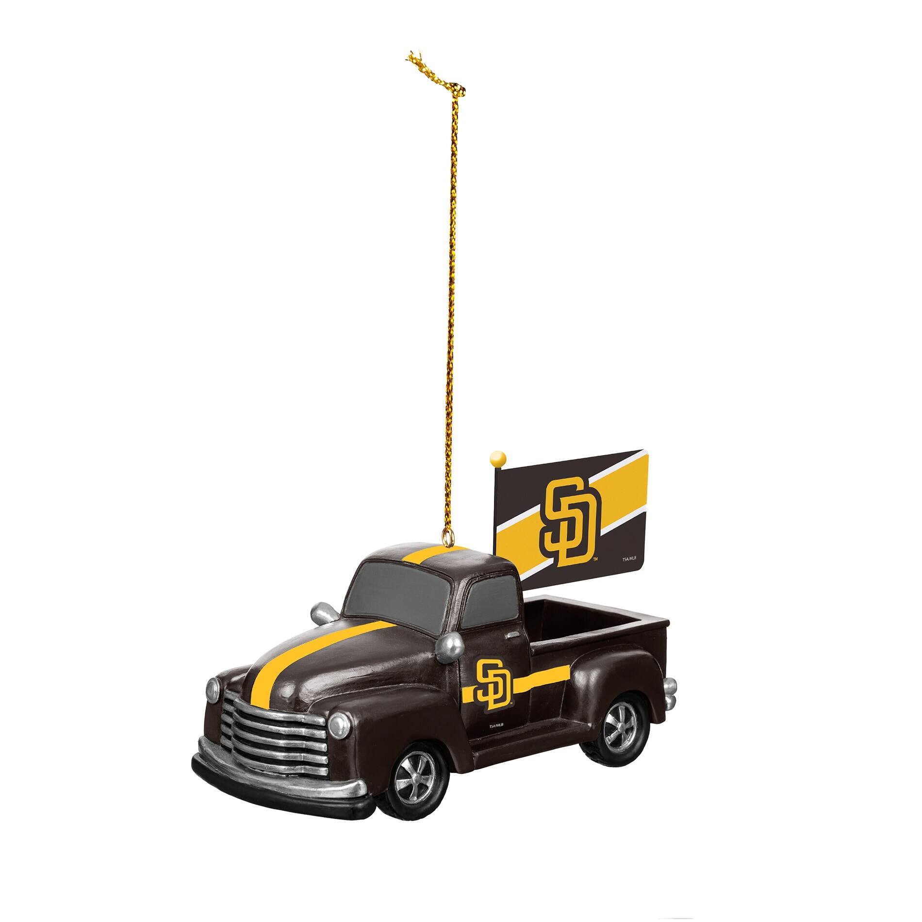 Front. Evergreen Enterprises - San Diego Padres 3" Rally Truck Two-Piece Ornament Set - Multicolor.