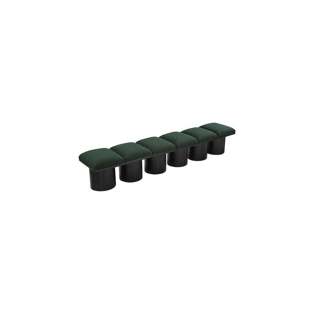 Back. Meridian Furniture - Pavilion Green Boucle Fabric Bench - Green Boucle Fabric.