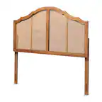 Front. Baxton Studio - Iris Vintage Classic and Traditional Finished Wood and Synthetic Rattan Queen Size Arched Headboard - Ash Walnut.