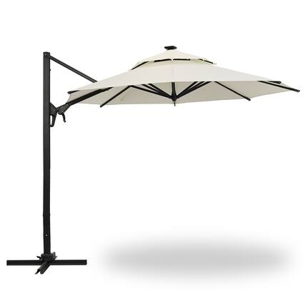 Front. Ainfox - Ainfox 10ft Cantilever Patio Umbrella without led lights - Beige.