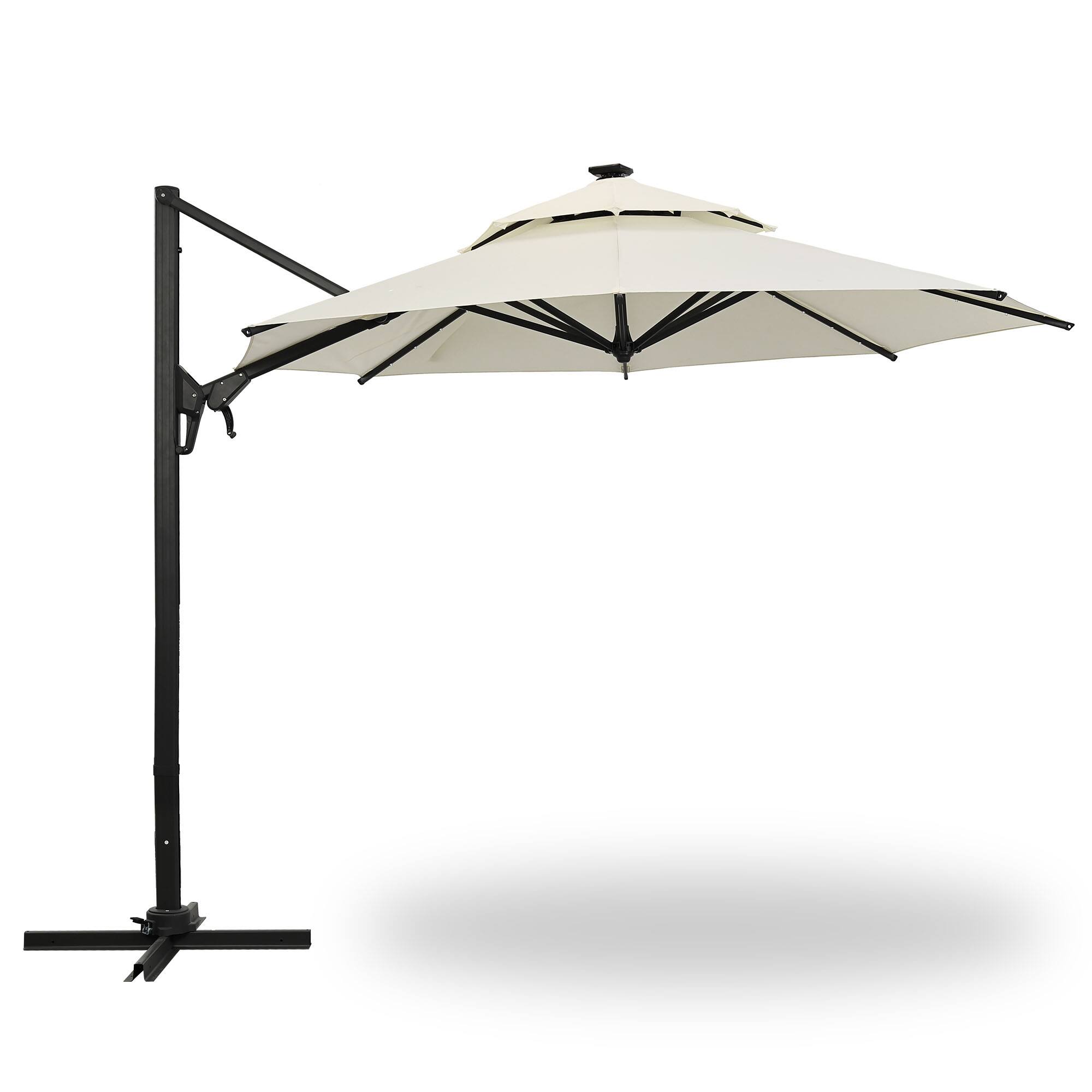 Front. Ainfox - Ainfox 10ft Cantilever Patio Umbrella without led lights - Beige.