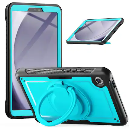 Front. Dteck - Heavy Duty Shockproof Case for Samsung Galaxy Tab A9 8.7-Inch Built-in Kickstand,Rugged Cover with Shoulder Strap - Lightblue.
