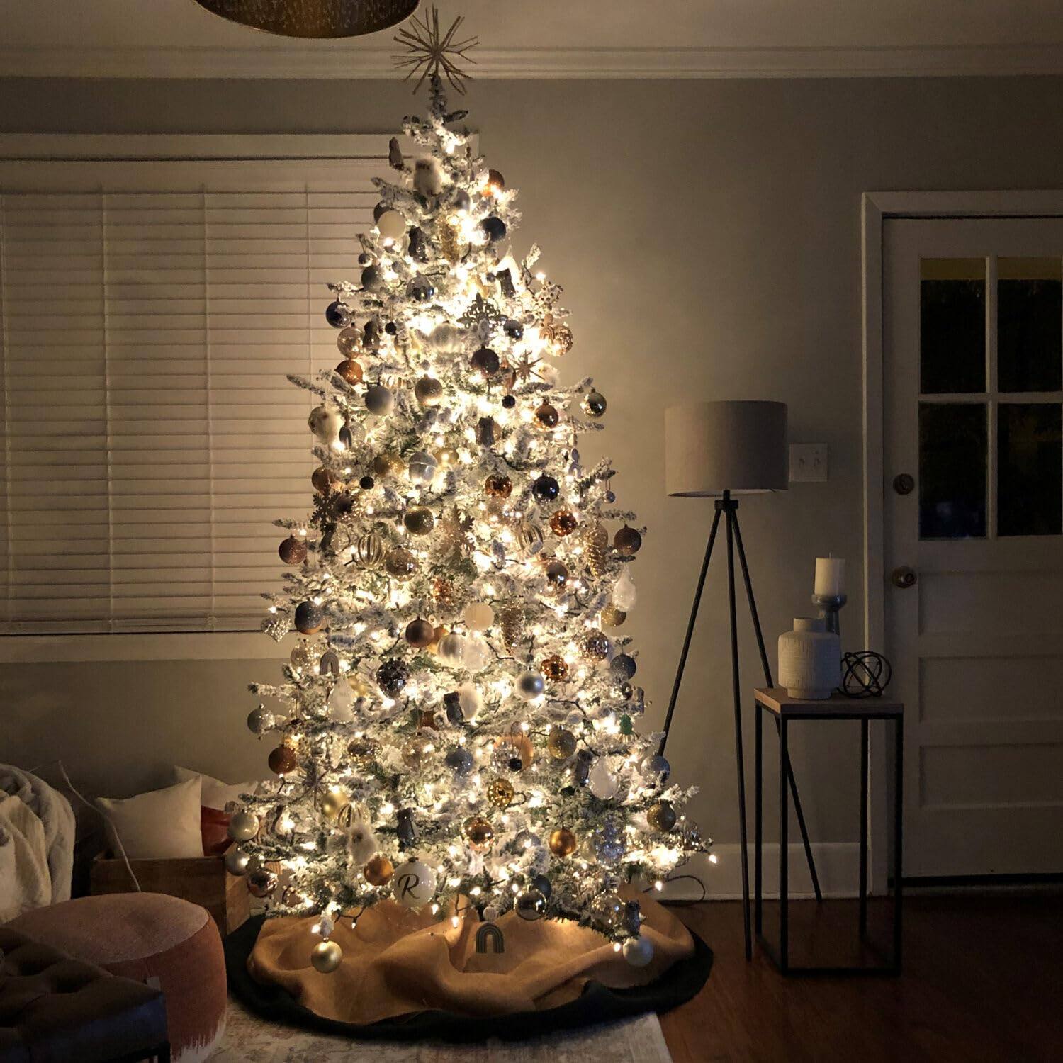 Alt View 2. Skar Audio - 7.. Pine Valley Flocked Christmas Tree Snowy Xmas With Incandescent Smart Lights Easy To Connect - Clear Smart String Lighting 7ft 6in.