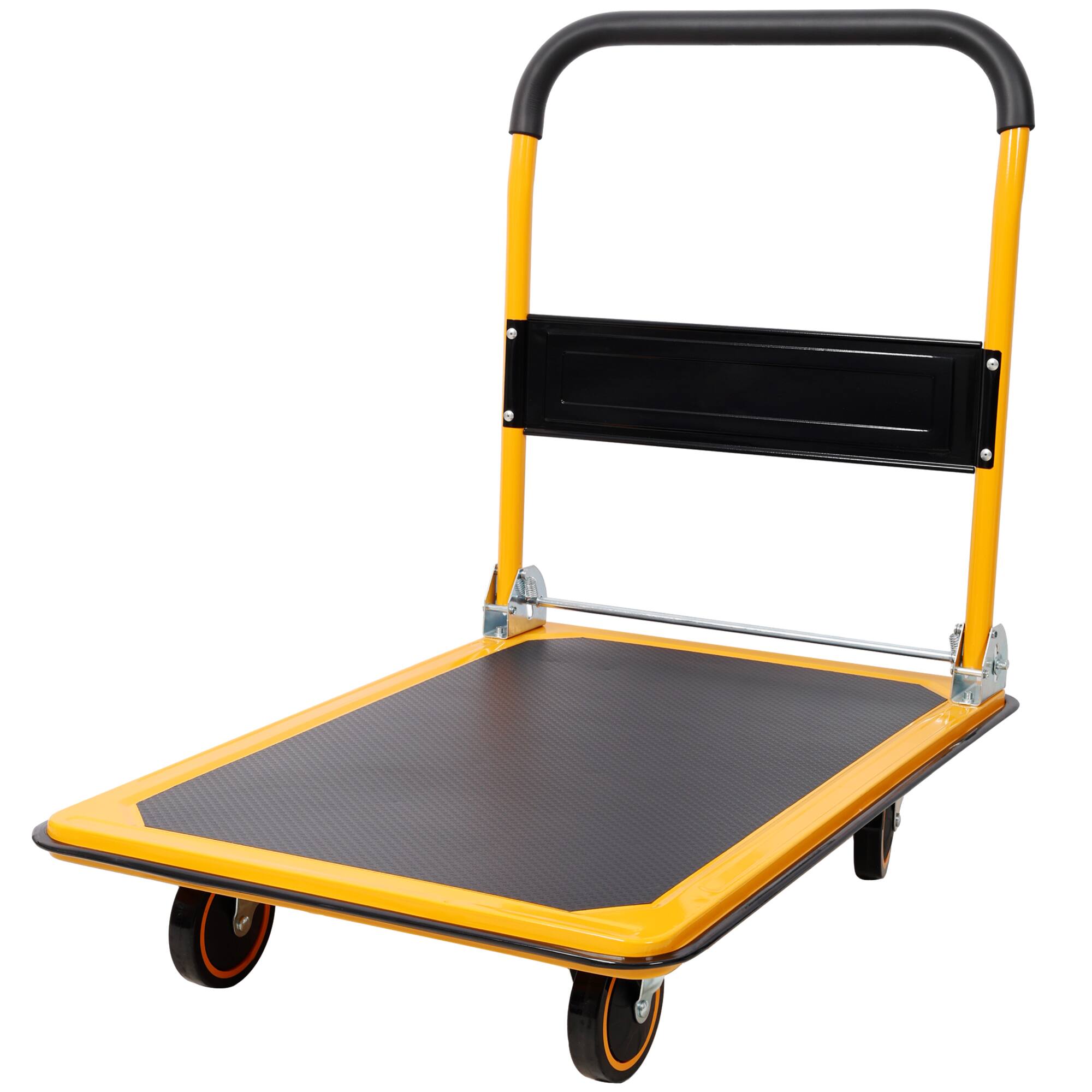 Back. ELEMENT ACE - Foldable Platform Truck Push Dolly with 660 lb Weight Capacity for Versatile Use in Various Environments - Yellow.