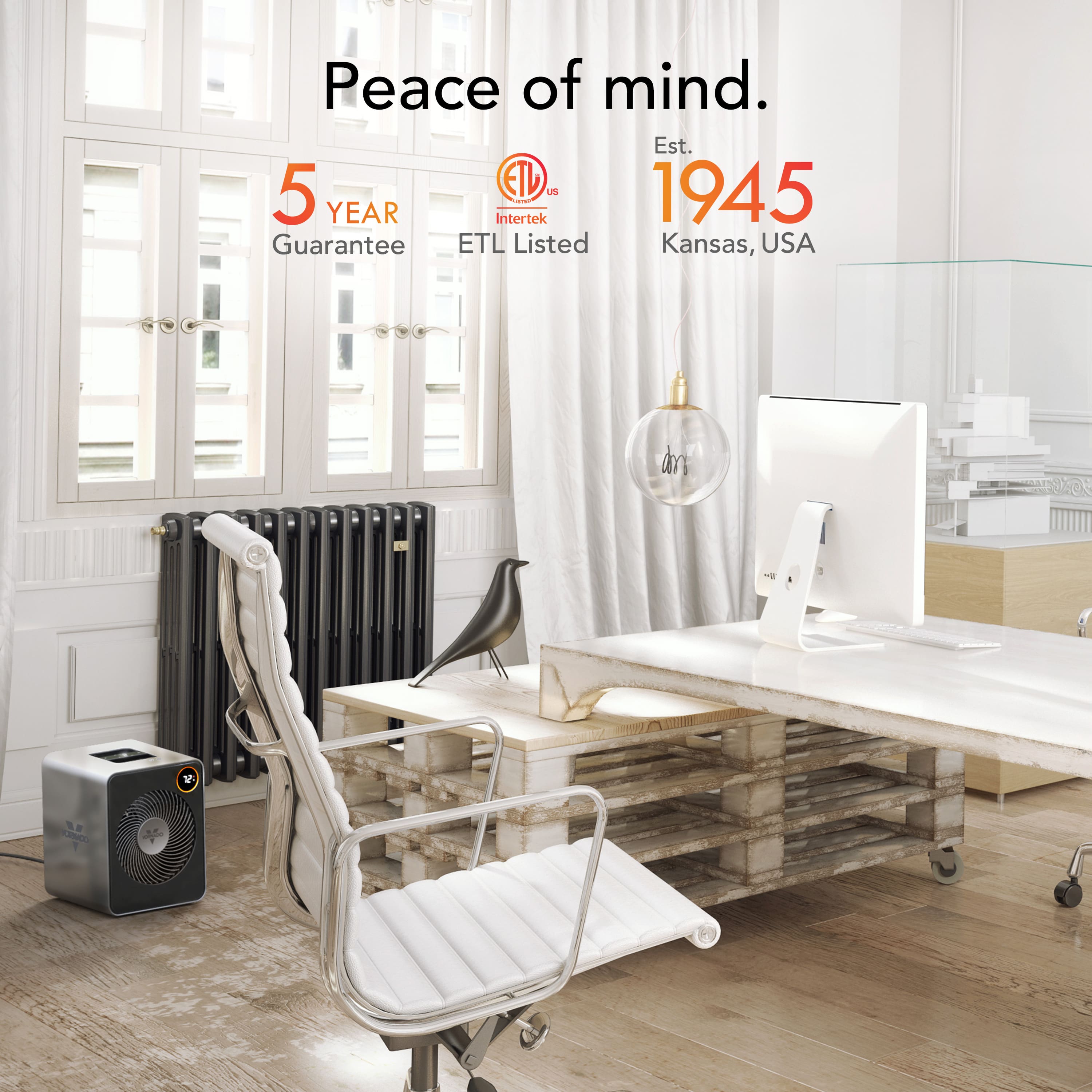Peace of mind. Est. 1945. 5-year guarantee. ETL Listed. Kansas, USA.