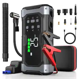 JETRANSPORT - Upgraded 9000a Car Jump Starter With Air Inflator/deflator Compressor 9 In 1 Portable Jumper Box Power Pack - Default