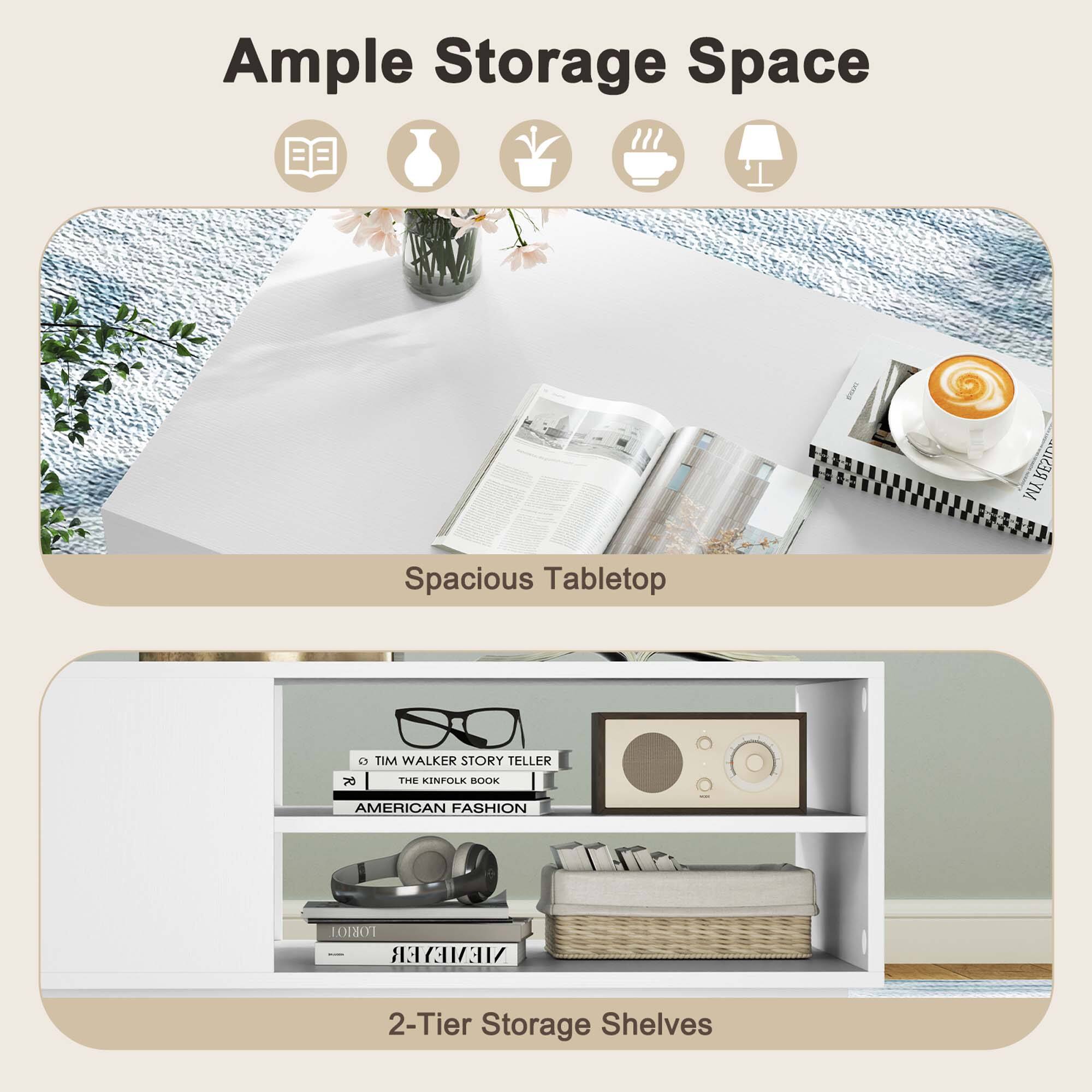 Ample Storage Space:
- Spacious Tabletop
- Tim Walker Story Teller
- The Kinfolk Home
- American Fashion
- Lonny Magazine
- Memories 2-Tier Storage Shelves