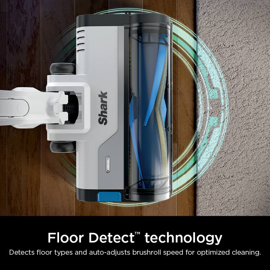 Shark Floor Detect™ technology Detects floor types and auto-adjusts brushroll speed for optimized cleaning.