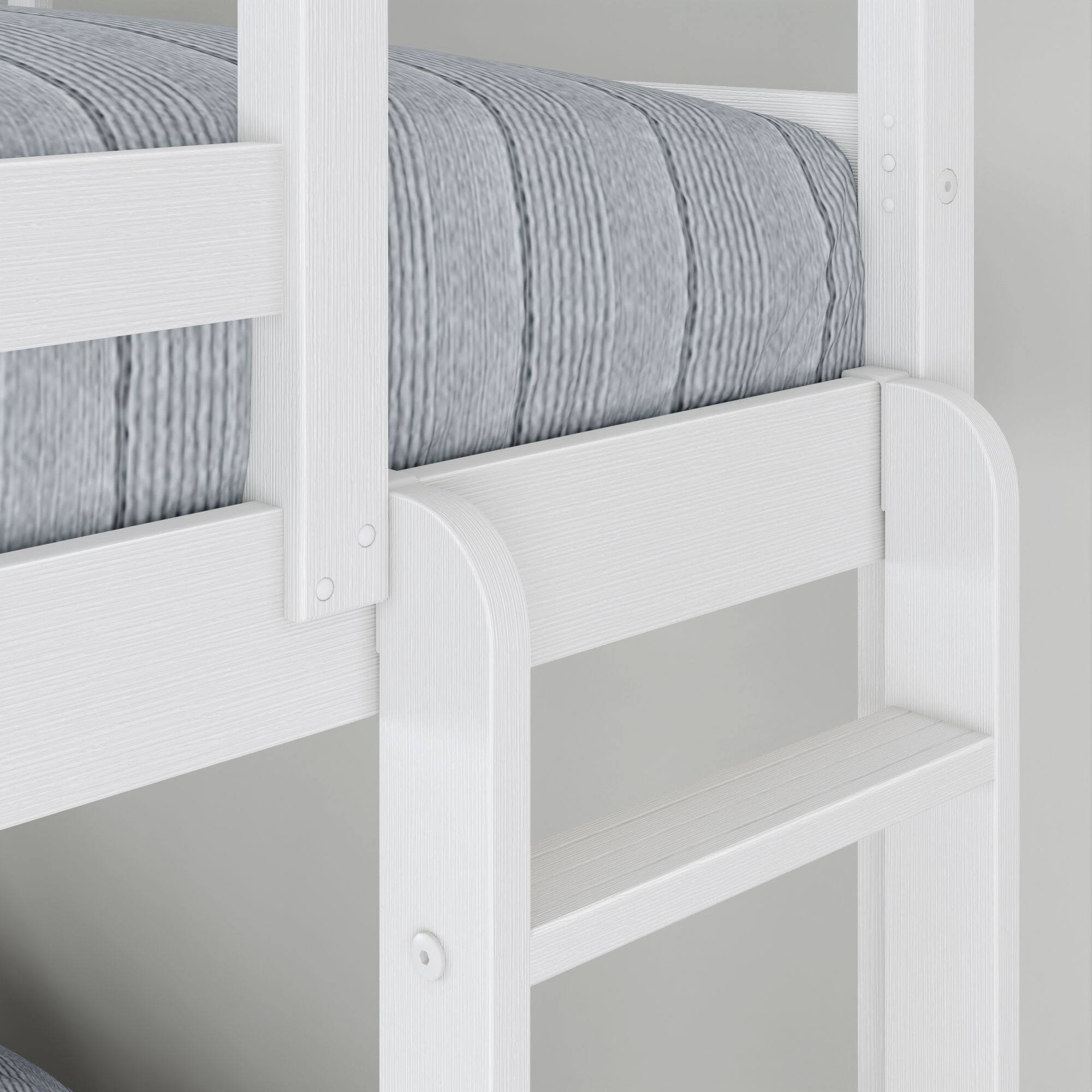 Alt View 3. Grain & Grove - Bear Plywood Twin/Full Bunk, Brushed White - White.