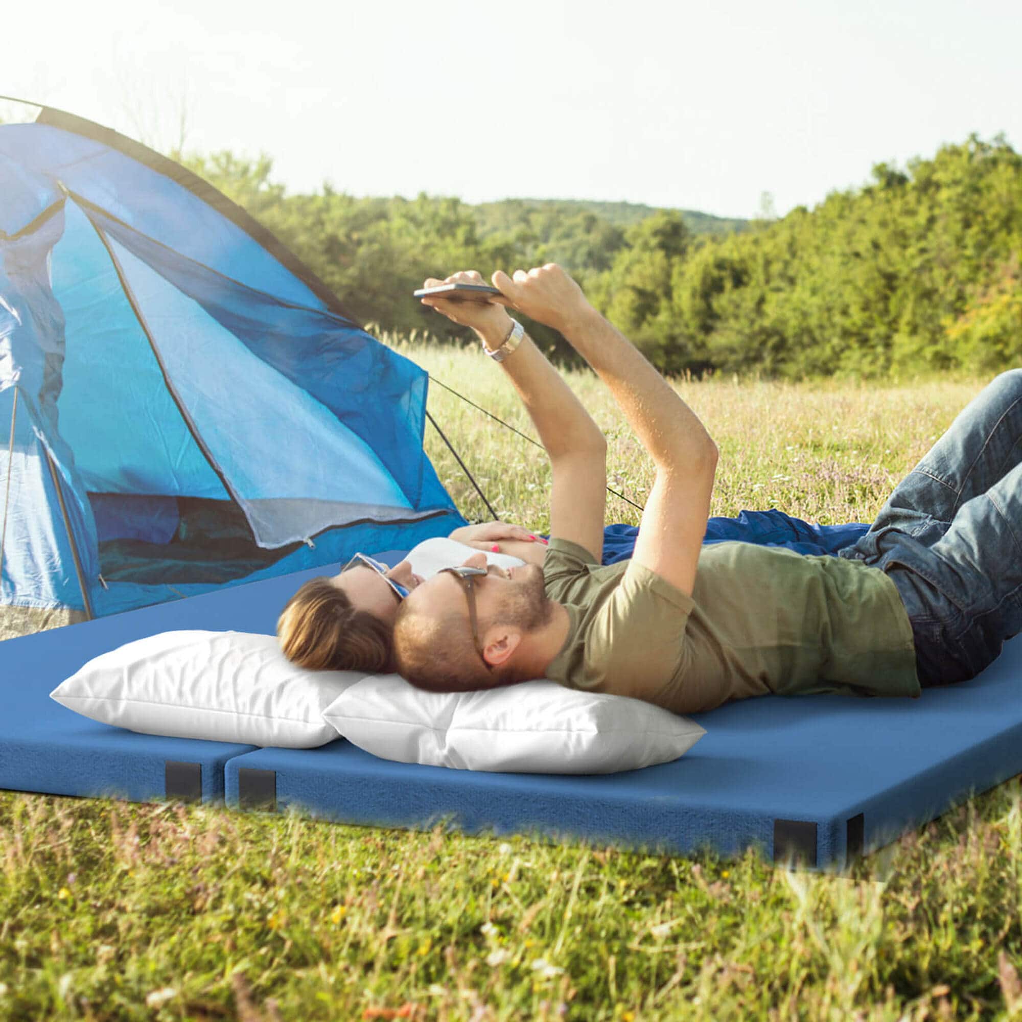 Costway Memory Foam Camping Mattress with Anti slip Bottom Travel
