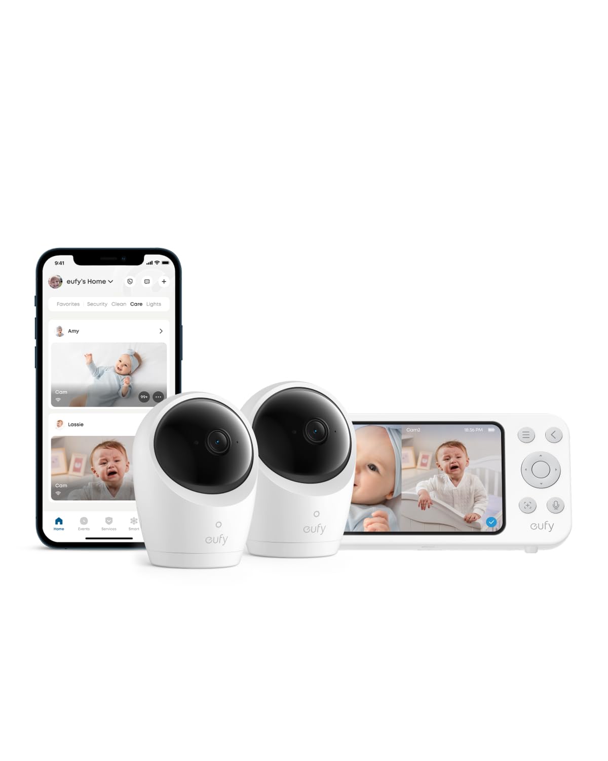 9:41
eufy's Home
Favorites Security Clean Care Lights
Amy
Cam
Lossie
Cam
eufy