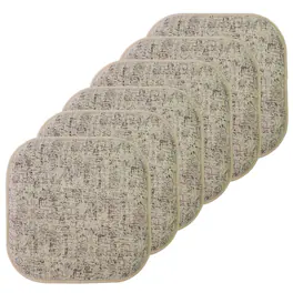 Sweet Home Collection - Broadway Memory Foam No Slip Back 16" x 16" Chair Pad Cushion, 6-Pack - Cream/Chocolate