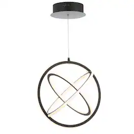 Jonathan Y - Orbit 16.5" Adjustable Integrated LED Metal Pendant - Black