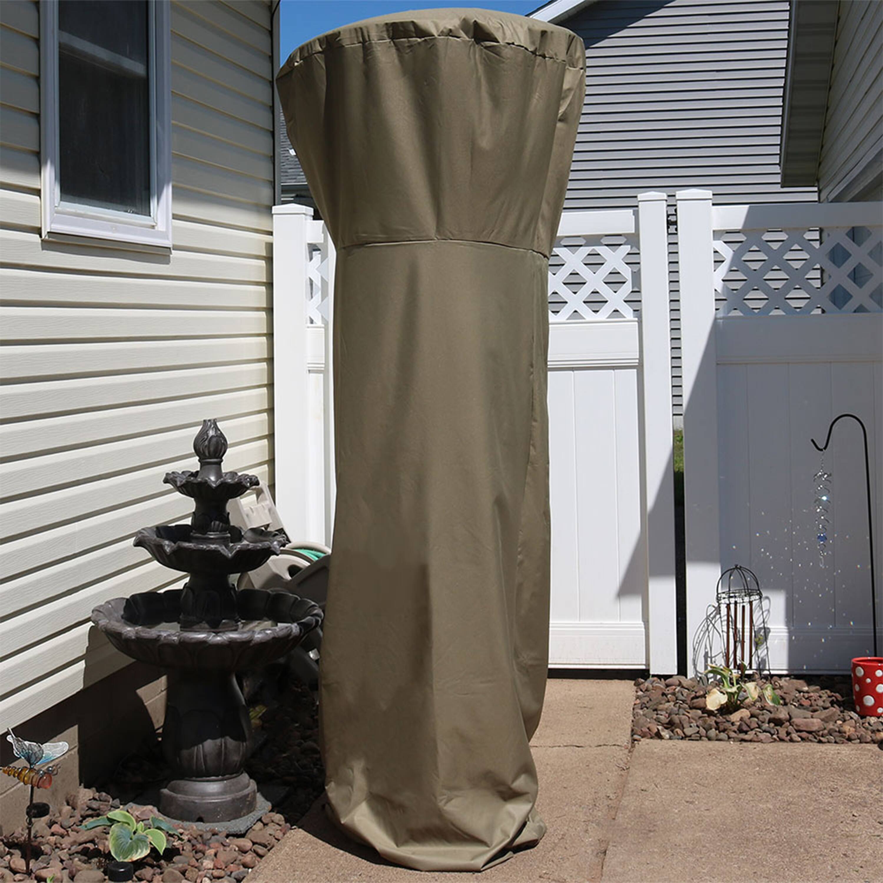 Alt View 1. Sunnydaze - 94 in Heavy-Duty PVC Outdoor Patio Heater Cover - Light Brown.