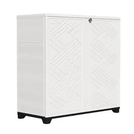 Yardgrace - Diamond-Shaped Outdoor Storage Cabinet, Space-Saving for Balcony, Patio & Entryway Small Item Organization,Resin - White