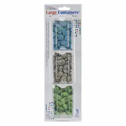 BEAD STORAGE SOLUTIONS
Large Containers™
3x 86 cm
3 PC
Includes:
- 3 Large Containers (86 cm)
- 3 Dividers
Patent pending. Includes beads for demonstration purposes only.