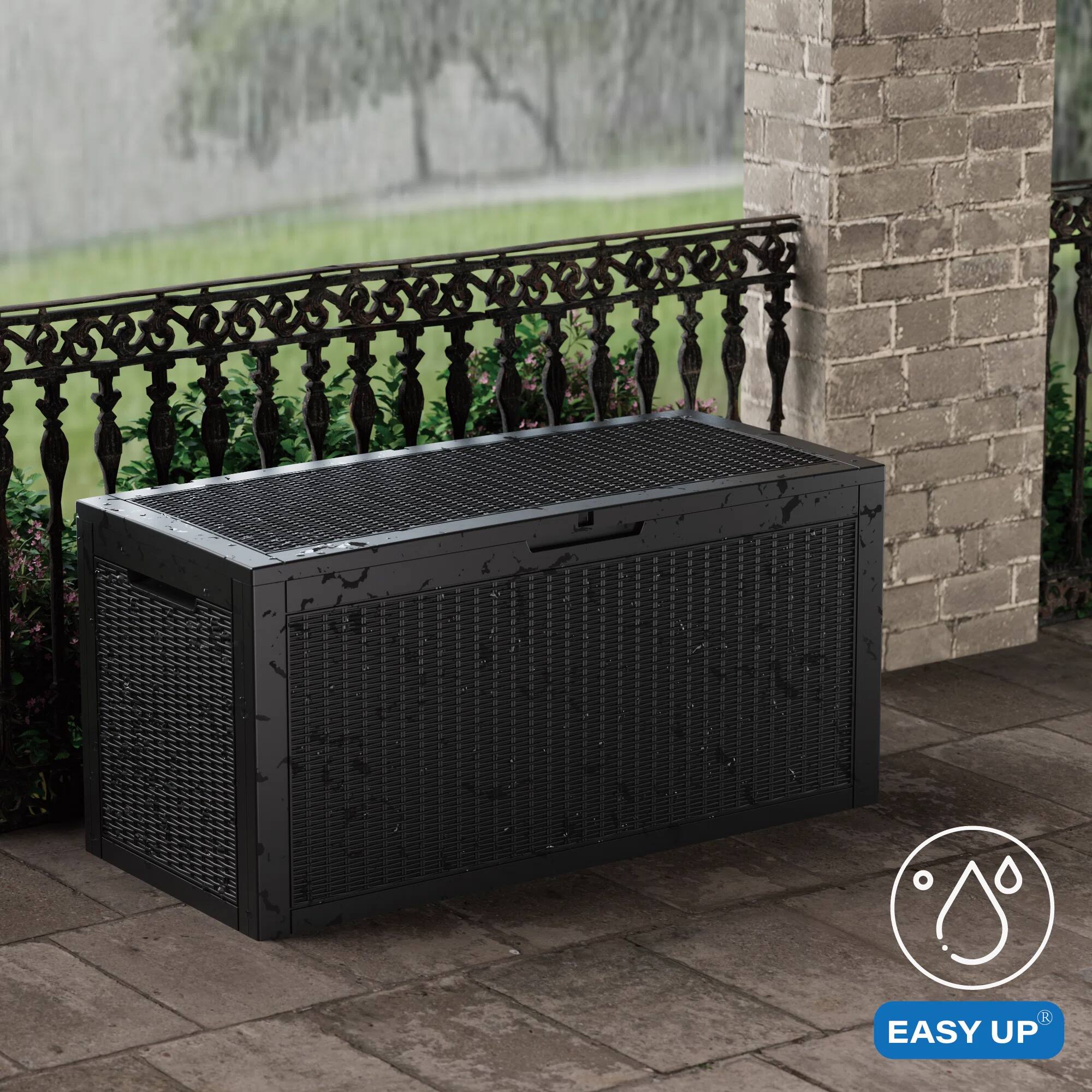 Back. Chic Crate - 101 Gallon Water Resistant Resin Lockable Deck Box - Black.