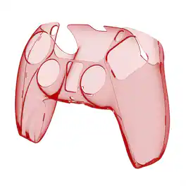 SKRAN - Clear PC Crystal Case for PS5 Controller -Transparent Split Protective Cover, Anti-Fall,Full Protection Gaming Accessory - Transparent Red