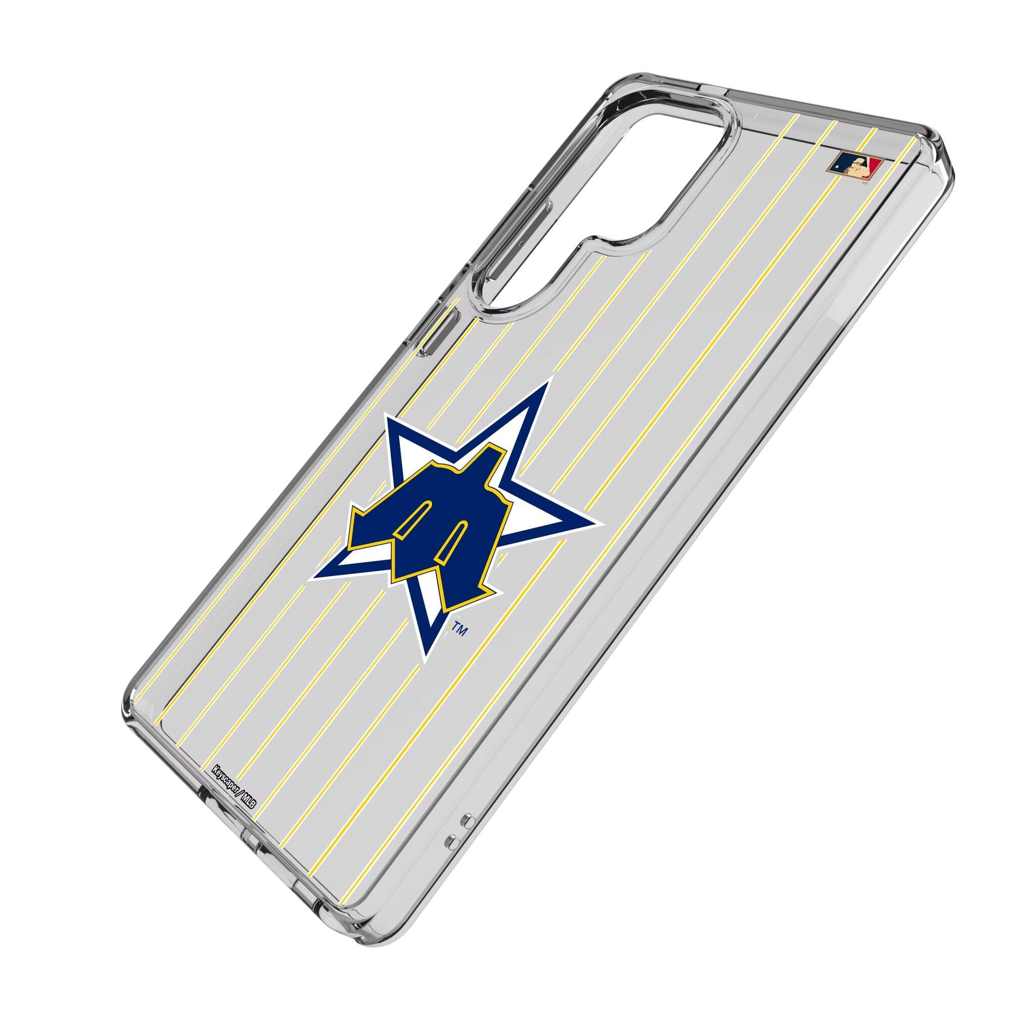 Alt View 1. Keyscaper - Seattle Mariners 1981-1986 Cooperstown Pinstripe Galaxy Clear Case - S25 Ultra - Multicolor.