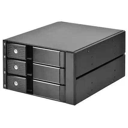 Front. SilverStone - SST-FS303B-12G Two 5.25" device bay to three 3.5" SAS-12G / SATA 6Gbit/s trayless hot-swap cage - Black.
